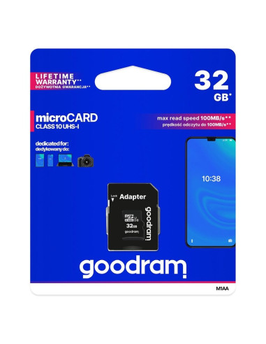 CARTE MEMOIRE GOODRAM microSD 32GO CLASS 10 UHS I 100Mo/s avec adaptateur SD