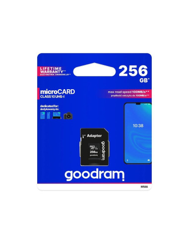 CARTE MEMOIRE GOODRAM microSD 256GB CLASS 10 UHS I 100Mo/s avec adaptateur SD