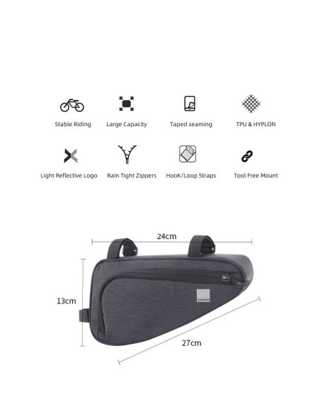 Sacoche pour vélo sous cadre triangle avec serrure 1L SAHOO 121469-SA