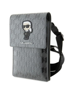 Karl Lagerfeld KLWBSAKHPKG (Saffiano Mono Ikonik / argent) sacoche universelle pour téléphone portable
