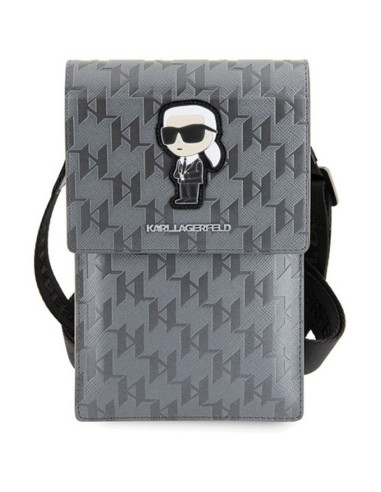 Karl Lagerfeld KLWBSAKHPKG (Saffiano Mono Ikonik / argent) sacoche universelle pour téléphone portable