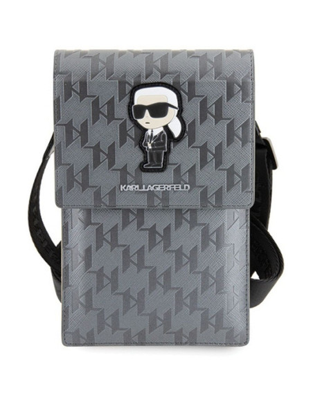 Karl Lagerfeld KLWBSAKHPKG (Saffiano Mono Ikonik / argent) sacoche universelle pour téléphone portable