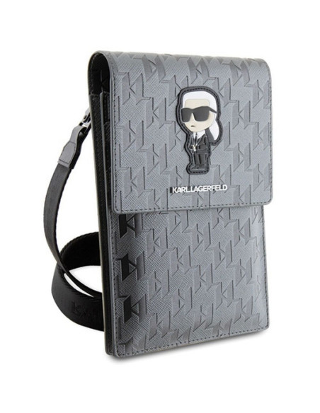 Karl Lagerfeld KLWBSAKHPKG (Saffiano Mono Ikonik / argent) sacoche universelle pour téléphone portable