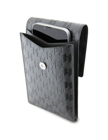 Karl Lagerfeld KLWBSAKHPKG (Saffiano Mono Ikonik / argent) sacoche universelle pour téléphone portable