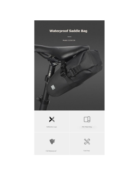 SAHOO bike bag under the bicycle seat with zip waterproof 1,6L 131363-SA black