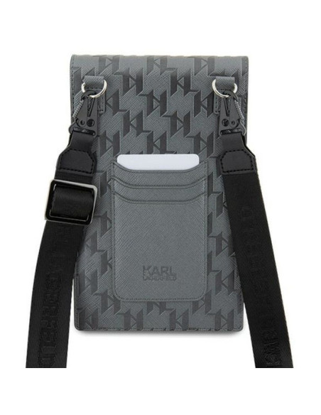 Karl Lagerfeld KLWBSAKHPKG (Saffiano Mono Ikonik / argent) sacoche universelle pour téléphone portable
