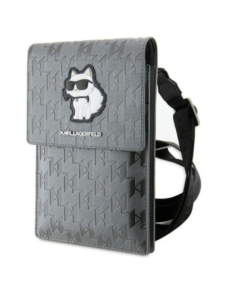 Karl Lagerfeld KLWBSAKHPCG Universal Phone Bag (Saffiano Mono Choupette / Silver)