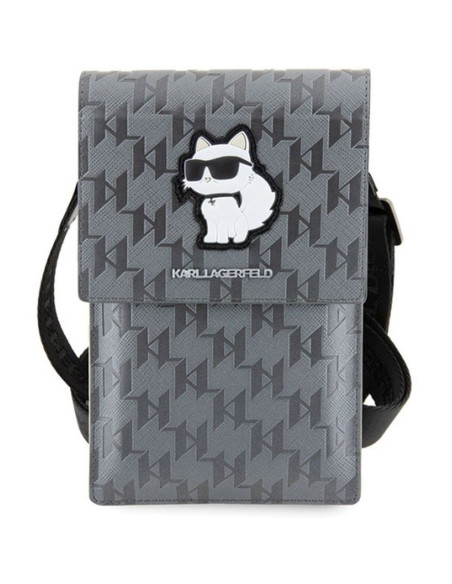 Karl Lagerfeld KLWBSAKHPCG Universal Phone Bag (Saffiano Mono Choupette / Silver)
