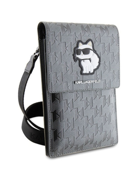 Karl Lagerfeld KLWBSAKHPCG Universal Phone Bag (Saffiano Mono Choupette / Silver)