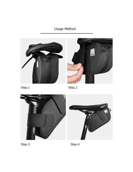 SAHOO bike bag under the bicycle seat with zip waterproof 0,8L 132037 black
