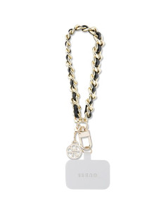 GUESS dragonne GUOUCHSAMC4K (Saffiano Chain Strap 4G Charm) noir
