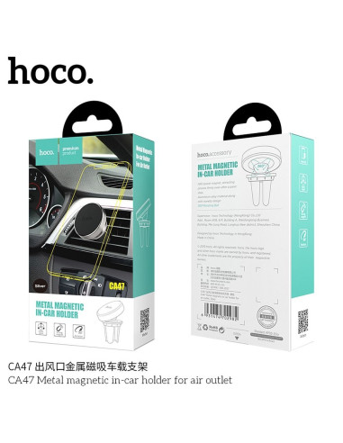 HOCO support voiture magnétique sur la grille de ventilation CA47 metal argent