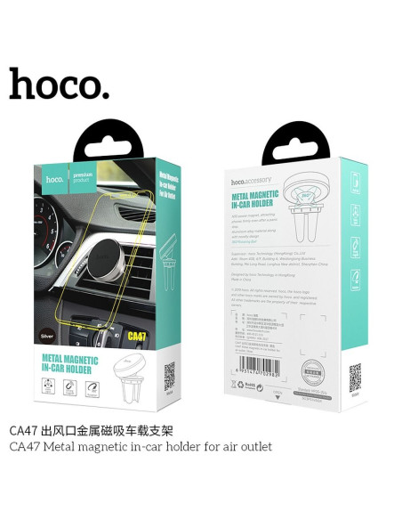 HOCO support voiture magnétique sur la grille de ventilation CA47 metal argent