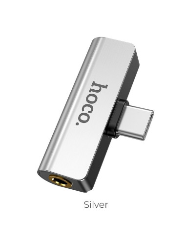 HOCO adaptateur audio 2en1 Type C - Jack 3,5mm + Type C LS26 argent