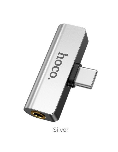HOCO adaptateur audio 2en1 Type C - Jack 3,5mm + Type C LS26 argent
