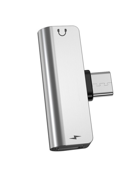 HOCO adaptateur audio 2en1 Type C - Jack 3,5mm + Type C LS26 argent