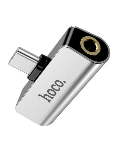 HOCO adaptateur audio 2en1 Type C - Jack 3,5mm + Type C LS26 argent