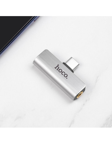 HOCO adaptateur audio 2en1 Type C - Jack 3,5mm + Type C LS26 argent