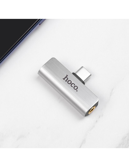 HOCO adaptateur audio 2en1 Type C - Jack 3,5mm + Type C LS26 argent