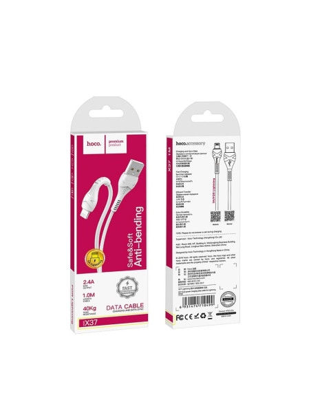 HOCO câble Cool power va avec for iPhone Lightning 8-pin X37 1 m blanc