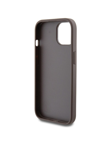 Véritable GUESS Case GUHCP15SG4GFBR pour iPhone 15 (4G Metal Logo / Brown)
