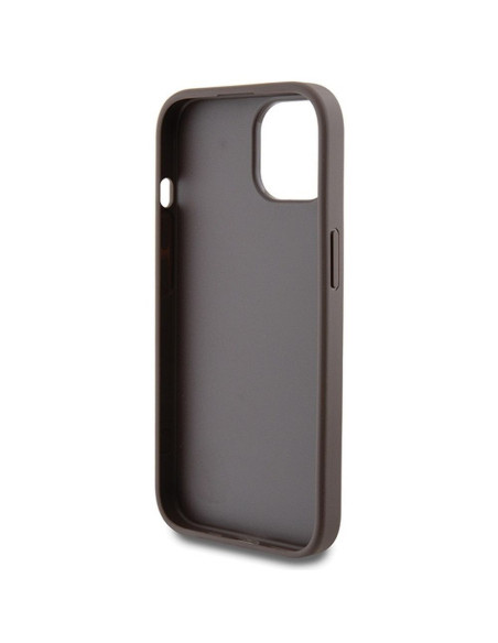 Véritable GUESS Case GUHCP15SG4GFBR pour iPhone 15 (4G Metal Logo / Brown)