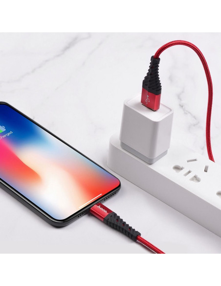 HOCO Câble COOL pour iPhone 8 broches X38 Lightning 1 metre rouge