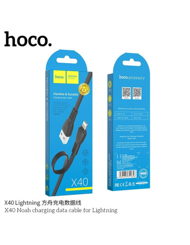 Câble HOCO Noah pour iPhone 8 broches Lightning X40 1 metre noir