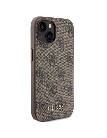 Véritable GUESS Case GUHCP15SG4GFBR pour iPhone 15 (4G Metal Logo / Brown)