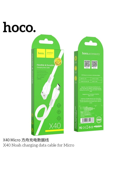 Câble HOCO Noah Micro X40 1 metre blanc