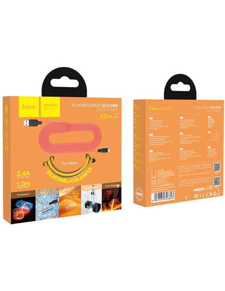 HOCO cable Plus Silicone Micro X21 1 m noir-jaune