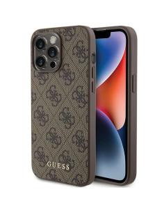 Véritable GUESS Case GUHCP15XG4GFBR pour iPhone 15 PRO MAX (4G Metal Logo / Brown)