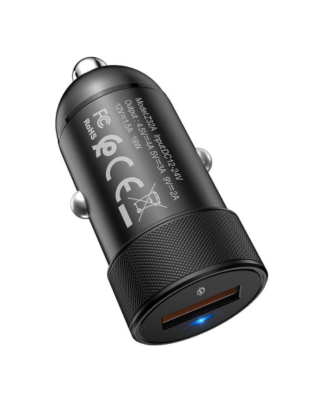HOCO chargeur voiture Flash power QC 3.0 4A 18W Z32A noir