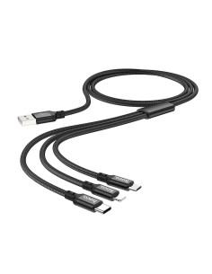 HOCO cable USB cable speed 3en1 Type C + Lightning 8-pin + Micro X14 TIMES noir 2