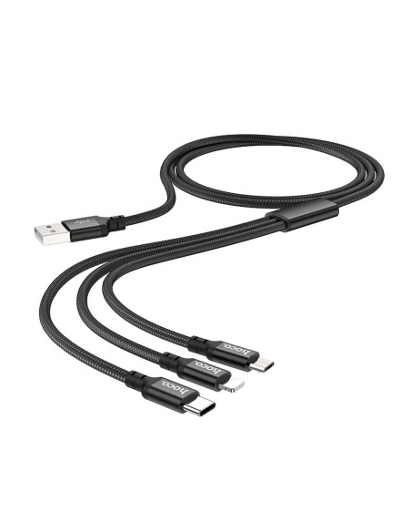 HOCO cable USB cable speed 3en1 Type C + Lightning 8-pin + Micro X14 TIMES noir