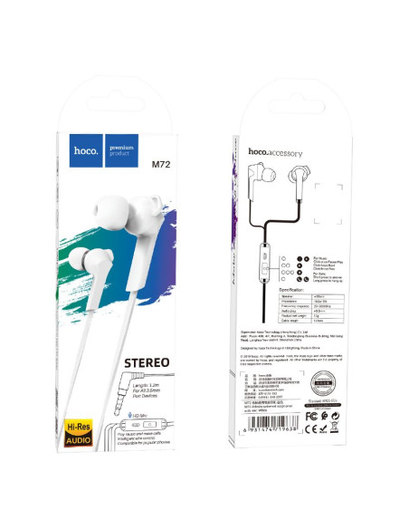 HOCO KIT HF jack 3,5mm avec micro M72 blanc