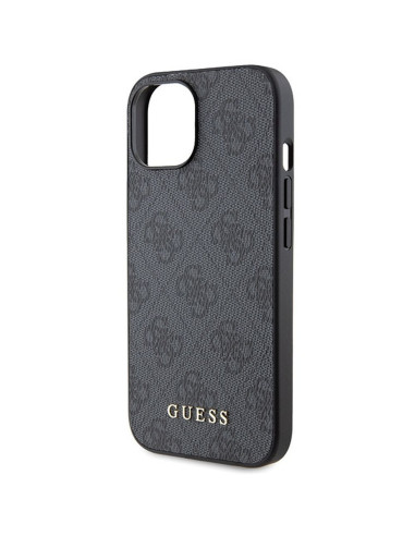 Véritable GUESS Case GUHCP15SG4GFGR pour iPhone 15 (4G Metal Logo / Grey)