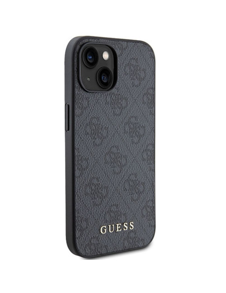 Véritable GUESS Case GUHCP15SG4GFGR pour iPhone 15 (4G Metal Logo / Grey)
