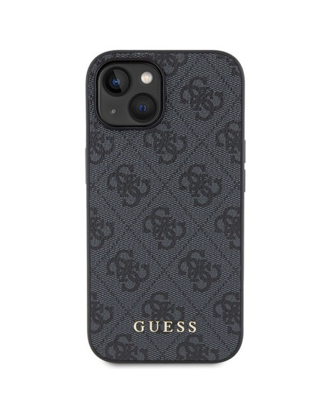 Véritable GUESS Case GUHCP15SG4GFGR pour iPhone 15 (4G Metal Logo / Grey)