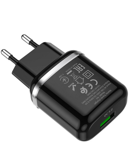 HOCO chargeur secteur USB 3A QC3.0 Fast Charge Special Single Port N3 cnoir
