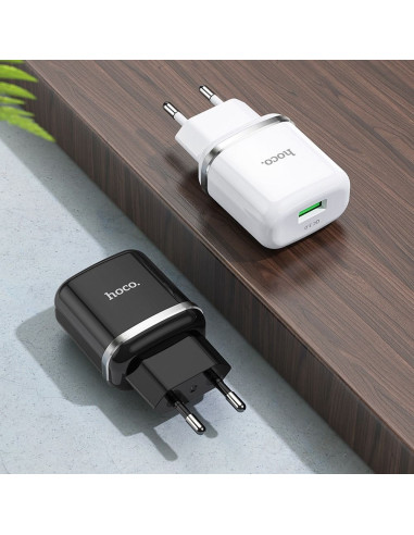 HOCO chargeur secteur USB 3A QC3.0 Fast Charge Special Single Port N3 cnoir
