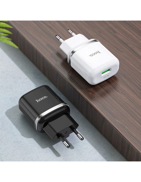 HOCO chargeur secteur USB 3A QC3.0 Fast Charge Special Single Port N3 blanc