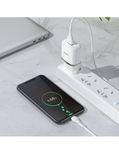 HOCO chargeur secteur USB 3A QC3.0 Fast Charge Special Single port avec cable Micro N3 blanc