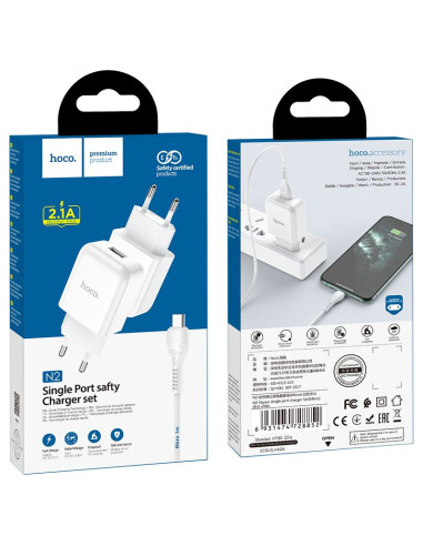 HOCO chargeur secteur USB 3A QC3.0 Fast Charge Special Single port avec cable Micro N3 blanc