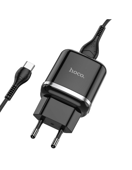 HOCO chargeur secteur USB 3A QC3.0 Fast Charge Special Single Port avec cableType C N3 noir