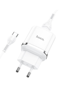 HOCO chargeur secteur USB 3A QC3.0 Fast Charge Special Single Port avec cable Type C N3 blanc