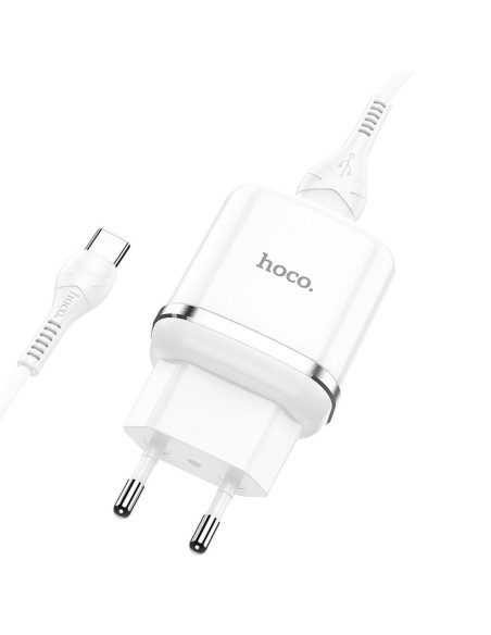 HOCO chargeur secteur USB 3A QC3.0 Fast Charge Special Single Port avec cable Type C N3 blanc
