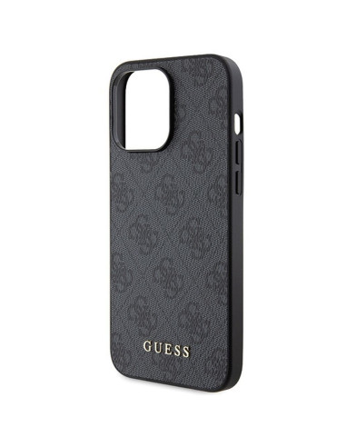 Véritable GUESS Case GUHCP15LG4GFGR pour iPhone 15 PRO (4G Metal Logo / Grey)