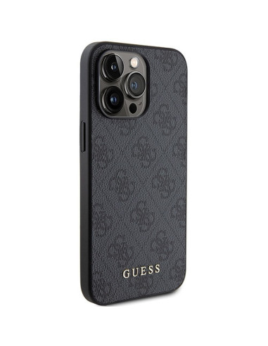 Véritable GUESS Case GUHCP15LG4GFGR pour iPhone 15 PRO (4G Metal Logo / Grey)