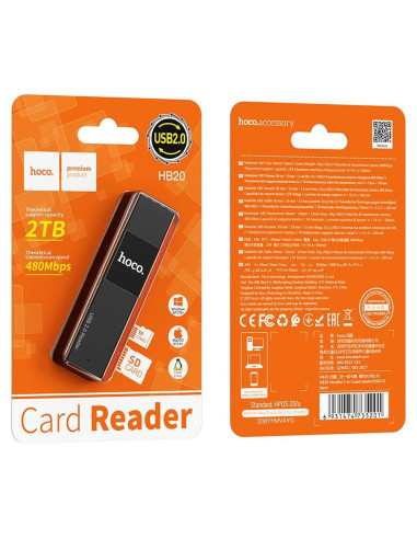 HOCO lecteur de carte mémoire 2w1 Mindful USB2.0